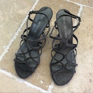Stuart Weitzman Glitter Ankle Strap Heels Strappy